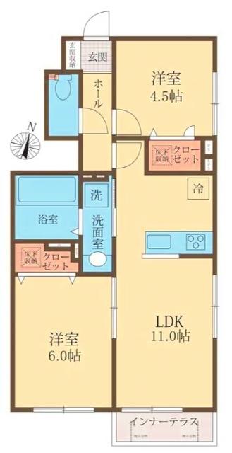 LINERA2(2LDK/1階)の間取り写真