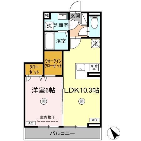D-ROOM柊(1LDK/2階)の間取り写真
