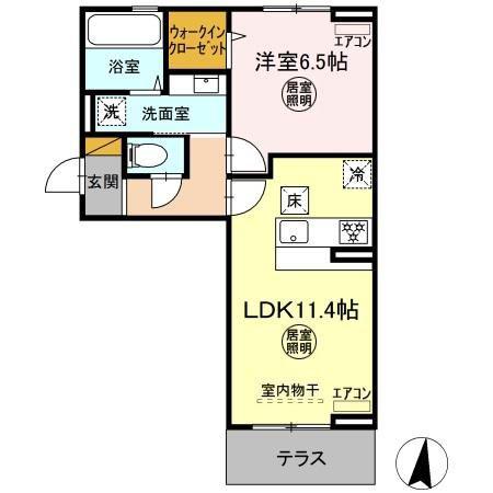 KOCHIA N・S S棟(1LDK/1階)の間取り写真