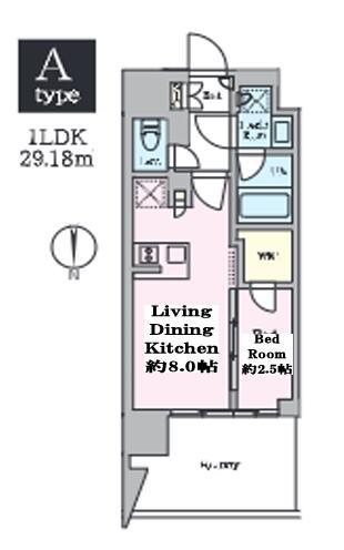 クレストコート東陽町(1LDK/13階)の間取り写真
