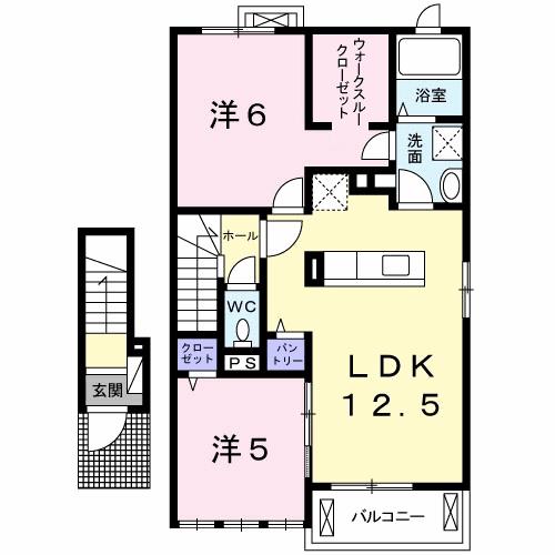 トラディション徳永(2LDK/2階)の間取り写真