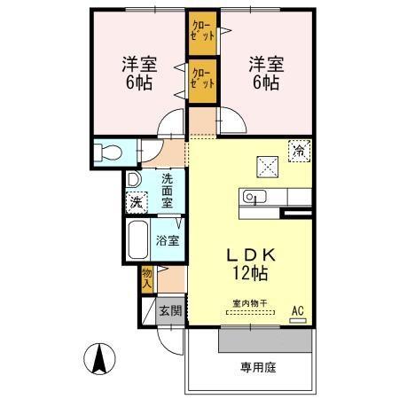 FINE COURT(2LDK/1階)の間取り写真
