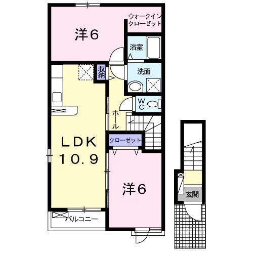 グリーンヒル長与(2LDK/2階)の間取り写真