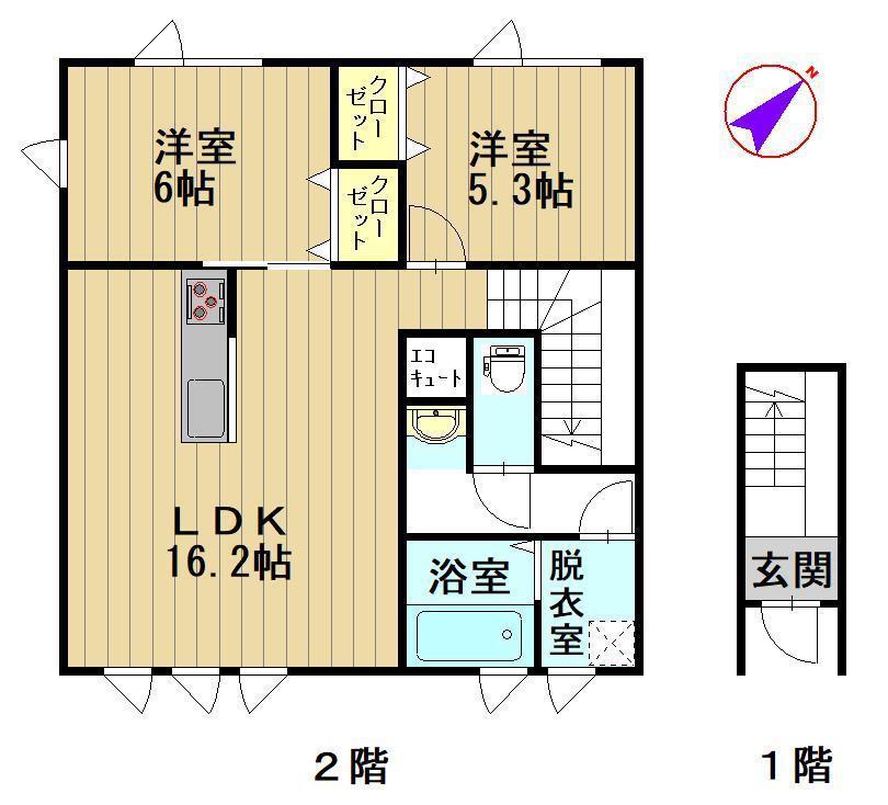 レガリア(2LDK/2階)の間取り写真
