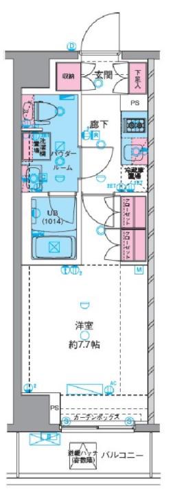 GENOVIA南千住VISKYGARDEN(1K/5階)の間取り写真