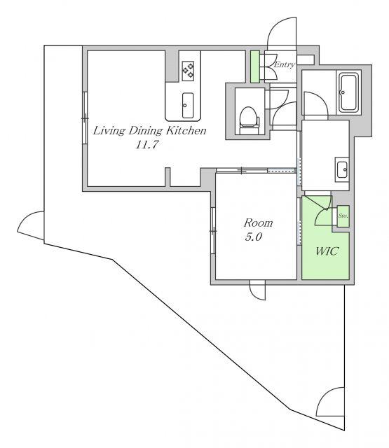 LA MAISON ROSE(1LDK/1階)の間取り写真