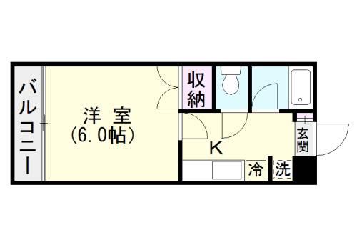 エクステンド城山(1K/4階)の間取り写真