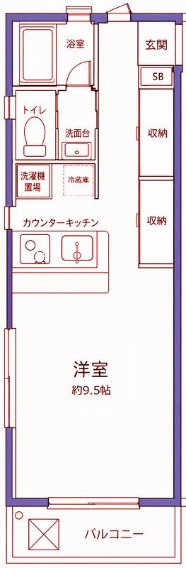 目黒ガーデンハウス(ワンルーム/2階)の間取り写真
