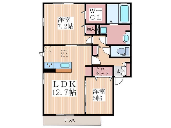 エクセレント坪井(2LDK/1階)の間取り写真