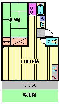 ビーライン三橋C棟(2DK/1階)の間取り写真