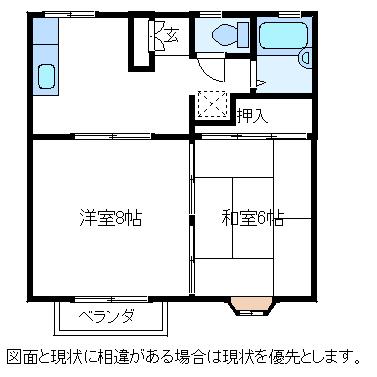メゾン黒沢(2K/1階)の間取り写真