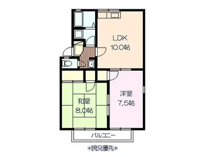 メゾンリポーズA棟(2LDK/2階)の間取り写真
