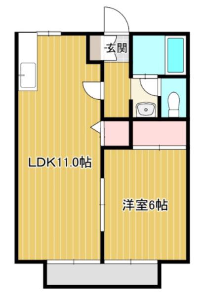 サンガーデン倉敷B棟(1LDK/1階)の間取り写真