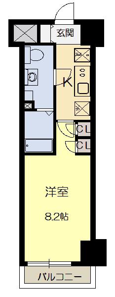 ミュプレ江坂(1K/4階)の間取り写真