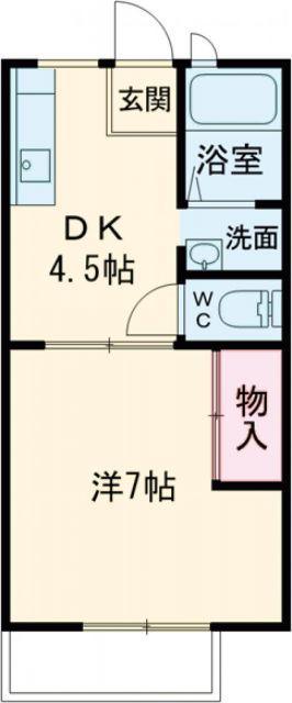福正ハイツB棟(1DK/2階)の間取り写真