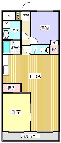 エステートBELL1(2LDK/3階)の間取り写真