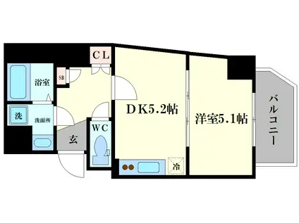 SOAR SHINIMAMIYA(1DK/7階)の間取り写真