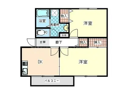 グランシャリオトビタ(2DK/1階)の間取り写真