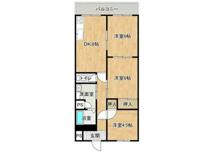 プレアール白水 犬猫可(3LDK/3階)の間取り写真