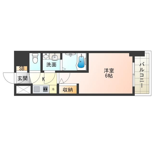 エスリードレジデンス梅田フロント(1K/6階)の間取り写真