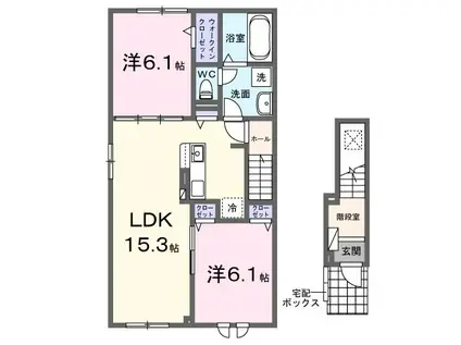 アンジェロII(2LDK/2階)の間取り写真
