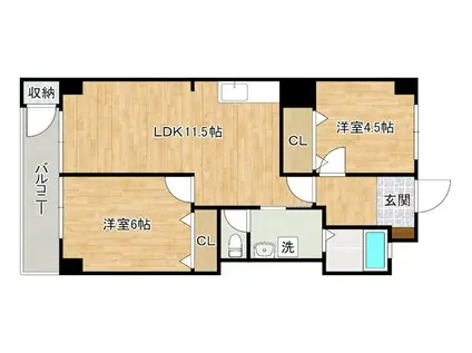 第五共立ビル(2LDK/7階)の間取り写真
