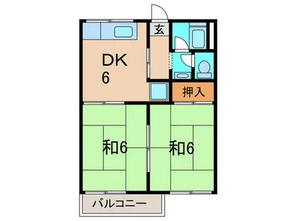 アルカディアハイツ(2DK/2階)の間取り写真
