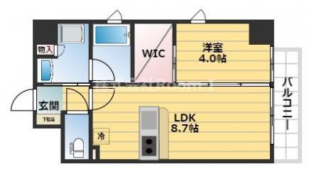 シーズンフラッツ大手前(1LDK/3階)の間取り写真