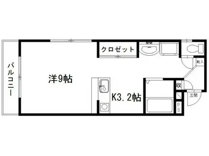 サンライフ鴨江(ワンルーム/1階)の間取り写真