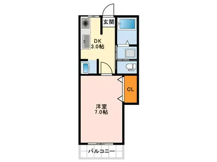 ラ・グレース金剛(1K/1階)の間取り写真