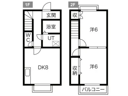 LAVENDERIID棟(2LDK/1階)の間取り写真