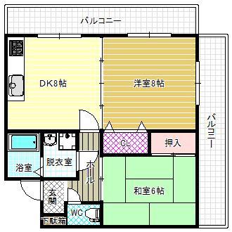 メゾンメイユール(2LDK/3階)の間取り写真