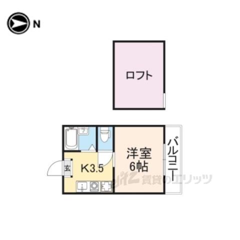 ウエストビュー桜井(1K/2階)の間取り写真
