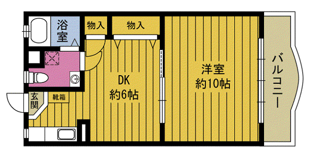 コア山一(1DK/3階)の間取り写真