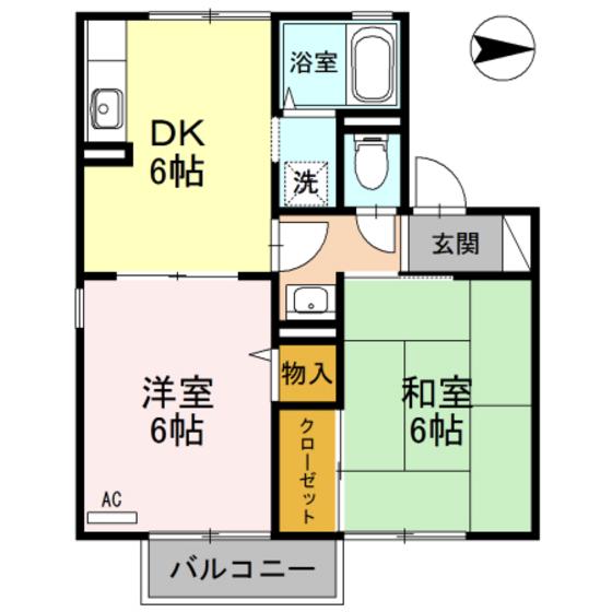 レジデンス・ヒロ(2DK/2階)の間取り写真