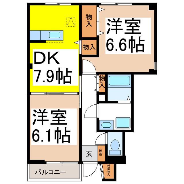コンフォルターブル(2DK/1階)の間取り写真
