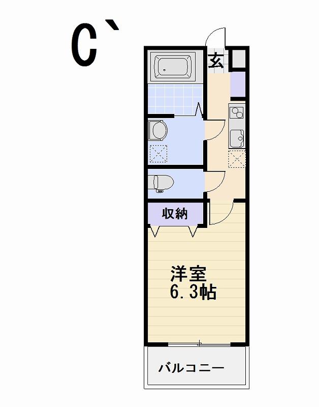 グリーンフォレスト湘南(1K/3階)の間取り写真