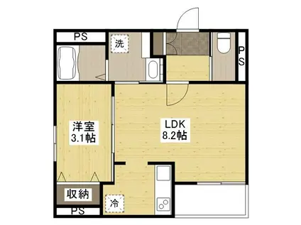 月光福山東壱番館(1LDK/2階)の間取り写真