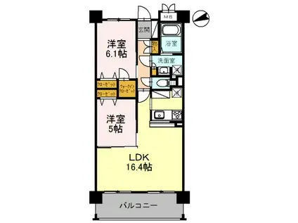 ラ・メゾンMSIII(2LDK/4階)の間取り写真