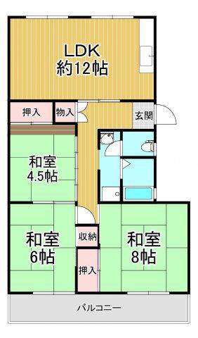 泉北宮山台団地3号棟(3LDK/1階)の間取り写真