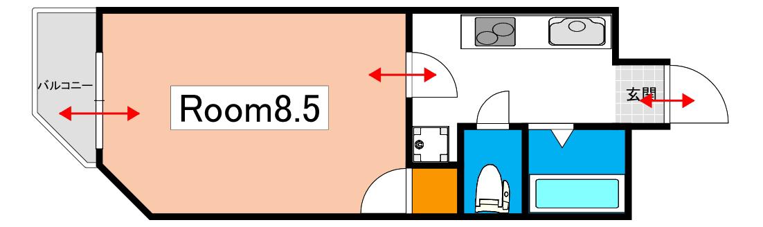 ソレイユ京町(1K/4階)の間取り写真