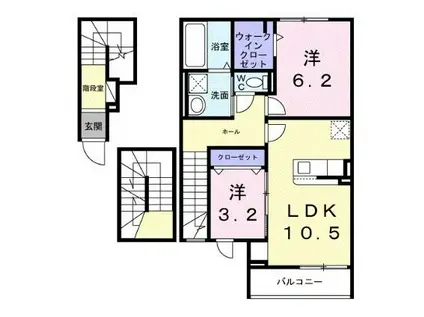 ヒカルサ小平栄町(2LDK/3階)の間取り写真