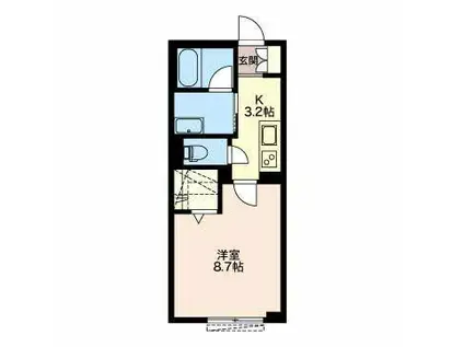 MINNA(1K/1階)の間取り写真