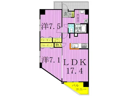 JOVIAL・FUENTE ホビアル・フェンテ(2LDK/4階)の間取り写真