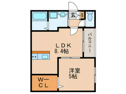 ステップアップ(1LDK/1階)の間取り写真