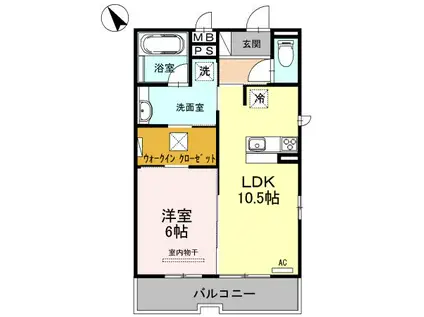 マジェスティサザンII棟(1LDK/1階)の間取り写真