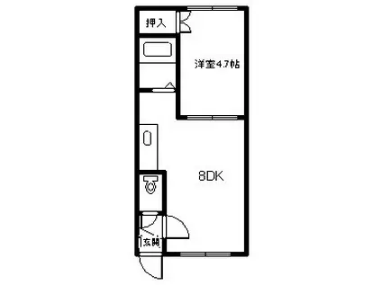 ウエストA(1LDK/1階)の間取り写真