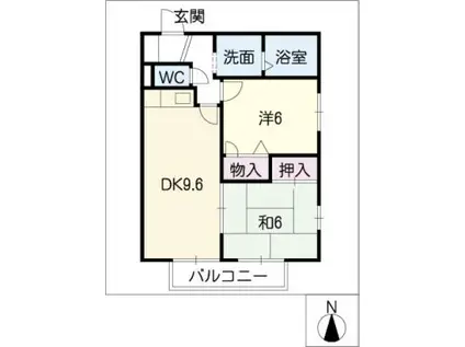 ひまわりハイツC棟(2DK/2階)の間取り写真