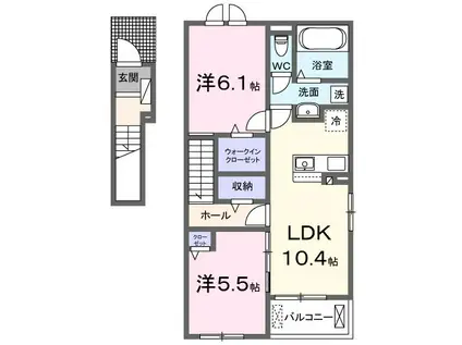 グランツ・マルシバ6(2LDK/2階)の間取り写真