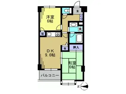 グレイスコート多摩川(2DK/1階)の間取り写真